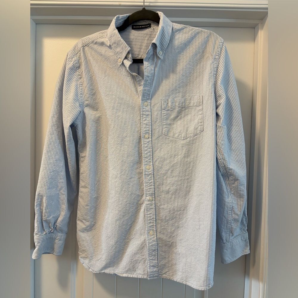 Brandy Melville John Galt Light Blue Striped Button Down Shirt